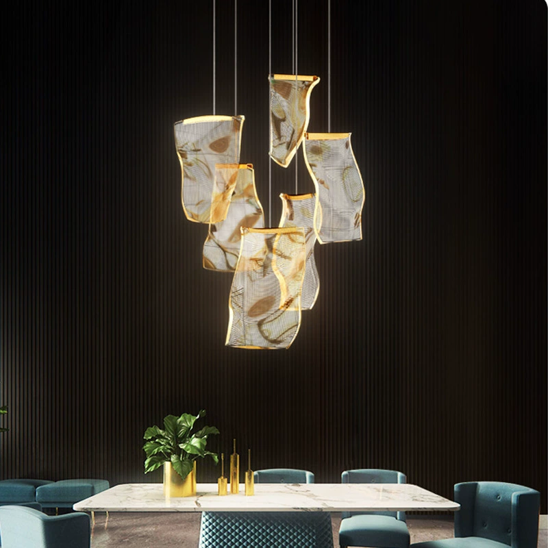 Modern Wave-Inspired Light Luxury Chandelier